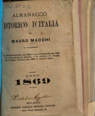 Almanacco istorico d'Italia. [2.] 1869