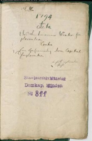 Domkapitel ./. Winter wegen rückständiger Pacht
