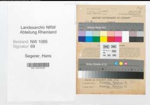 Entnazifizierung Hans Segerer , geb. 15.10.1921 (Maschinenschlosser)