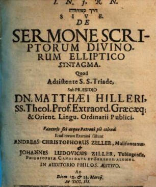 De sermone scriptorum divinorum elliptico syntagma