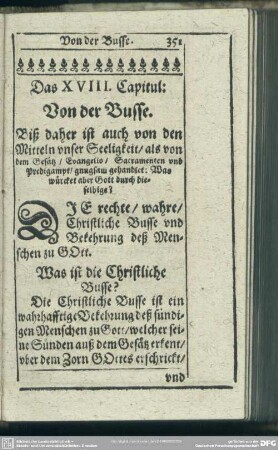 Das XVIII. Capitul: Von der Busse
