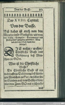 Das XVIII. Capitul: Von der Busse