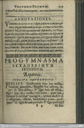 Progymnasma Sexagesimum Secundum. Repititio