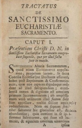 Tractatus de sanctissimo eucharistiæ sacramento.