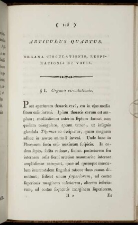 Articulus quartus. Organa circulationis, respirationis et vocis