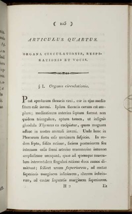 Articulus quartus. Organa circulationis, respirationis et vocis