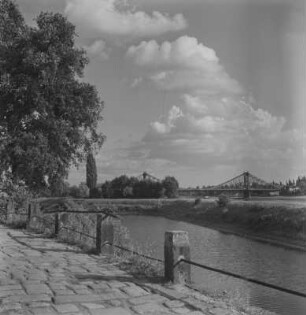 Dresden. Blick vom Loschwitzer Hafen zum Blauen Wunder