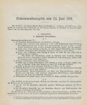 Einkommensteuergesetz vom 24. Juni 1891.
