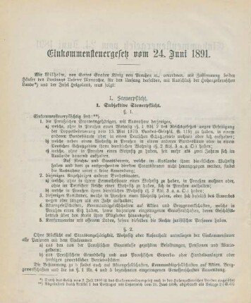 Einkommensteuergesetz vom 24. Juni 1891.