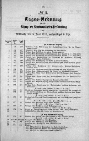 Tages-Ordnung No. 12 (157-187), 08. Juni 1910