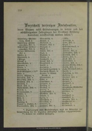 Verzeichniß derjenigen Adelsfamilien