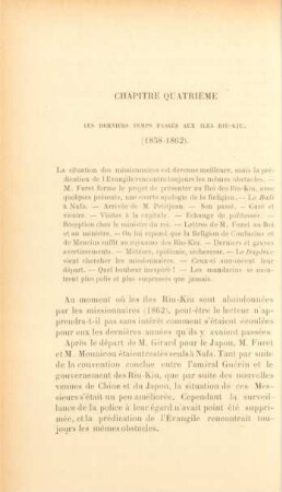 Chapitre quatrième. Les derniers temps passés aux îles Riu-Kiu. (1858-1862)