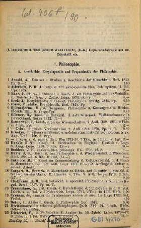 Antiquarischer Katalog, 90. Philosophie, Pädagogik, Schul,- und Universitätswesen