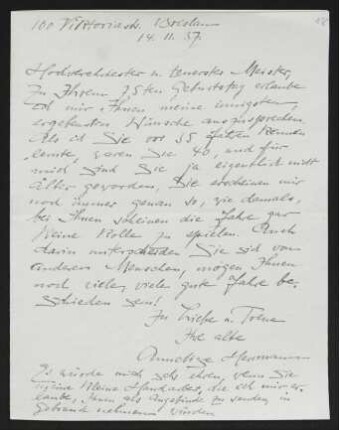 Brief von Unbekannt und Unbekannt an Gerhart Hauptmann