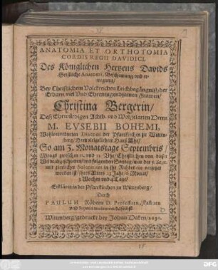 Anatomia Et Orthotomia Cordis Regii Davidici