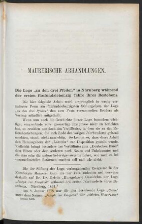 Maurerische Abhandlungen.