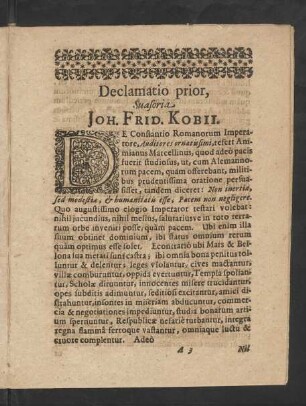 Declamatio prior, Suasoria Joh. Frid. Kobii.
