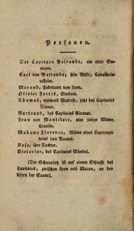 Der Capitain Belronde : ein Lustspiel in drei Akten