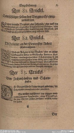 Der 82. Artickel. Ob Arbeiter an der Gewercken Arbeit schaden nehmen.