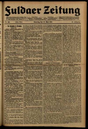 Erste Ausgabe vom Samstag, den 17. Mai 1913.