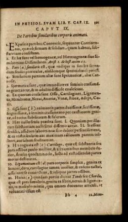 Caput IX. De Partibus similaribus corporis animati.