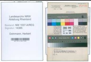 Entnazifizierung Herbert Dohrmann , geb. 20.09.1909 (Optiker)