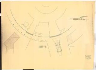 Bundesgartenschau 1957, Köln: Rheinparkrestaurant Musikpavillon: Lageplan und Ansicht 1:200 (Zeichnung des Architekten)