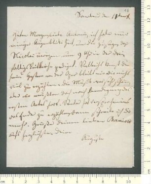 Brief von Auguste Semler an Antonie von Chamisso
