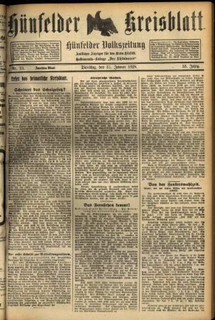 Zweite Ausgabe vom Dienstag, den 31. Januar 1928.