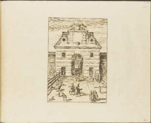 Kupferstich: Porta Gothoburgensis, quae Regis dicitur, facies exterior
