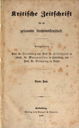 Kritische Zeitschrift für die gesammte Rechtswissenschaft, 4. 1857