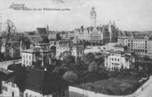 Leipzig: Neues Rathaus von der Wächterstrasse gesehen