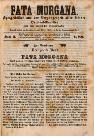 Fata Morgana : Spiegelbilder aus der Vergangenheit aller Völker ; Original-Novellen treu nach authentischen Geschichtswerken, 2. [ca. 1850]