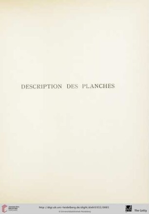 Description des planches
