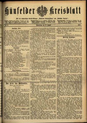 Ausgabe vom Donnerstag, den 22. August 1912.