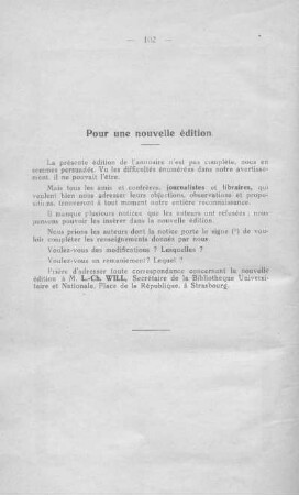 Pour une nouvelle édition