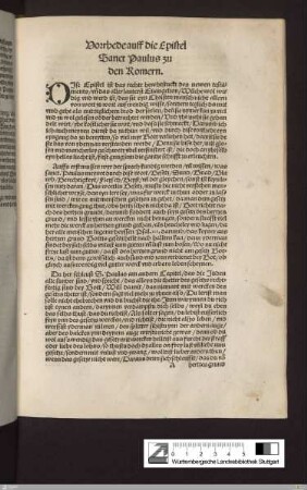 Vorrhede auff die Epistel Sanct Paulus zu den Romern