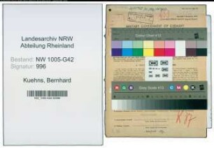 Entnazifizierung Bernhard Kuehns , geb. 09.10.1890 (Kaufmann)