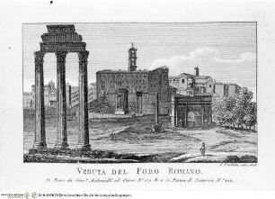 Nuova raccolta delle principali vedute antiche, e moderne dell'alma città di Roma e sue vicinanze / incise a bullino da Achille Parboni l'anno 1824 Roma, Giacomo Antonelli, letztes Jahr im Buch: 1829 - ca. 1830Veduta del Foro Romano - Nuova raccolta delle principali vedute antiche ...