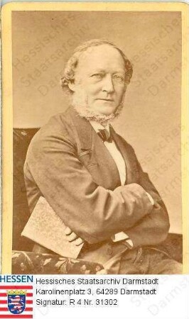 Carrière, Moritz, Prof. Dr.phil. (1817-1895) / Porträt, mit verschränkten Armen, linksgewandt, vorblickend, Halbfigur