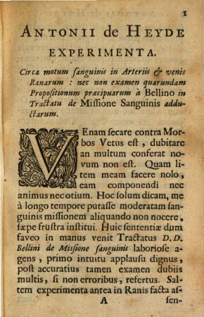 Experimenta circa sanguinis missionem ...
