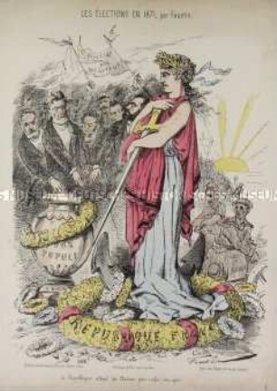 Les elections en 1871 - Karikatur auf Politiker der Dritten Republik