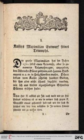 I. Kaisers Maximilian Entwurf seines Triumphs