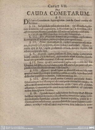 CAPUT VII. De CAUDA COMETARUM.