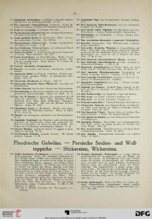 Flandrische Gobelins – Persische Seiden- -und Wollteppiche – Stickereien, Wirkereien (Nr. 823-861)