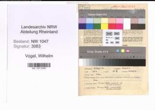 Entnazifizierung Wilhelm Vogel , geb. 29.10.1901 (Zollsekretaer)