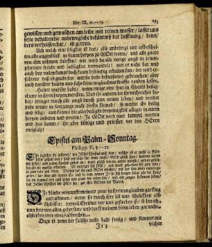 Epistel am Palm-Sonntag. - Kurtze Anmerckungen bey lesung der Paßions-Historie.