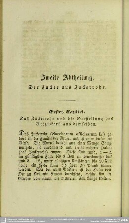 Zweite Abtheilung. Der Zucker aus Zuckerrohr