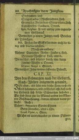 Cap XI. Von den Schmertzen nach der Geburth, Nach-Wehen insgemein genandt