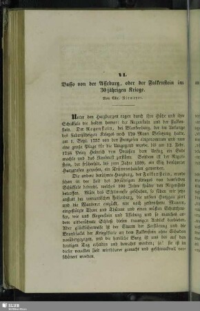 VI. Busso von der Asseburg, oder der Falkenstein im 30jährigen Kriege
